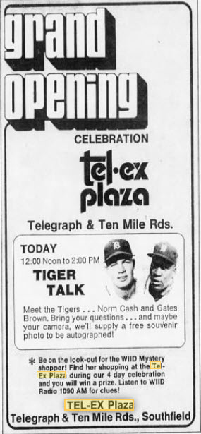 Tel-Ex Plaza - Norm Cash And Gates Brown At The Opening In 1972